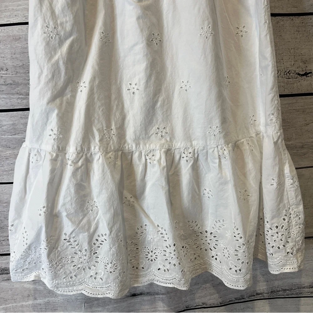 Justice Girls White Eyelet Embroidered Cotton Dress Size 16